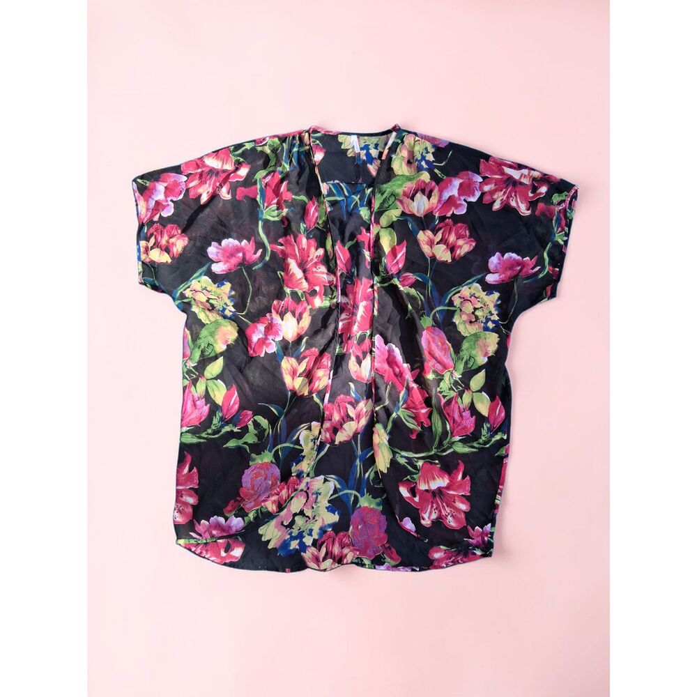 LIVE 4 TRUTH Plus Size 2X Floral Sheer Open Front Kimono Top